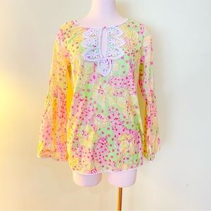 Vintage Lilly Pulitzer 90s Y2K Horse Print Tunic Top Size Medium